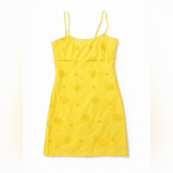 Le Lis Dresses & Skirts - Boutique Bright Yellow Floral Embroidered Slip Dress – Size L